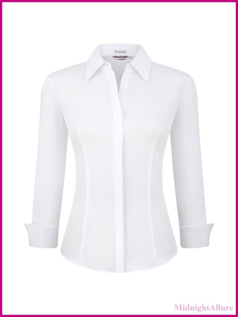 Womens V Neck Button Down Shirt Long Sleeve Regular Fit Stretch